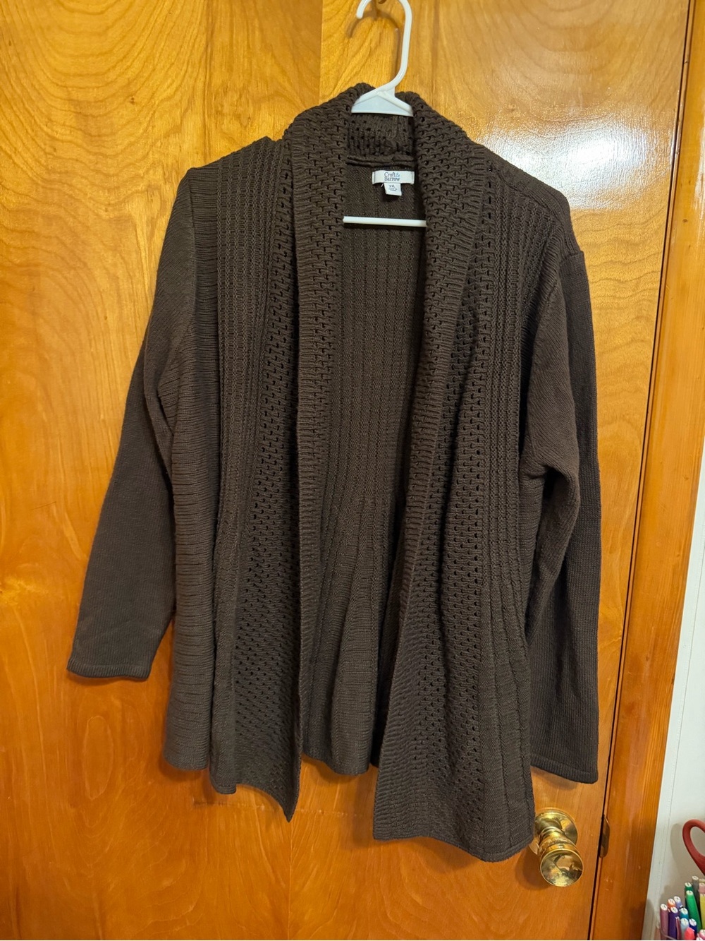 croft & barrow Dark Brown Open-Front Knit Cardigan
